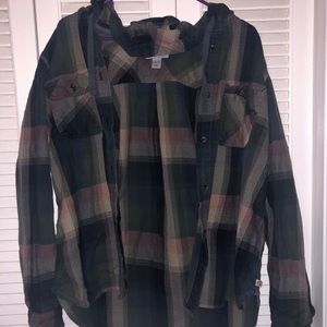 Hooded button up carhartt flannel